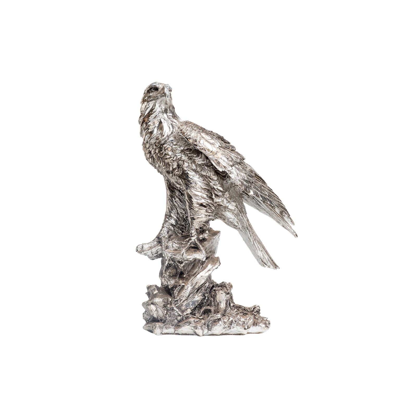 Silver Majestic Eagle Perch Sculpture