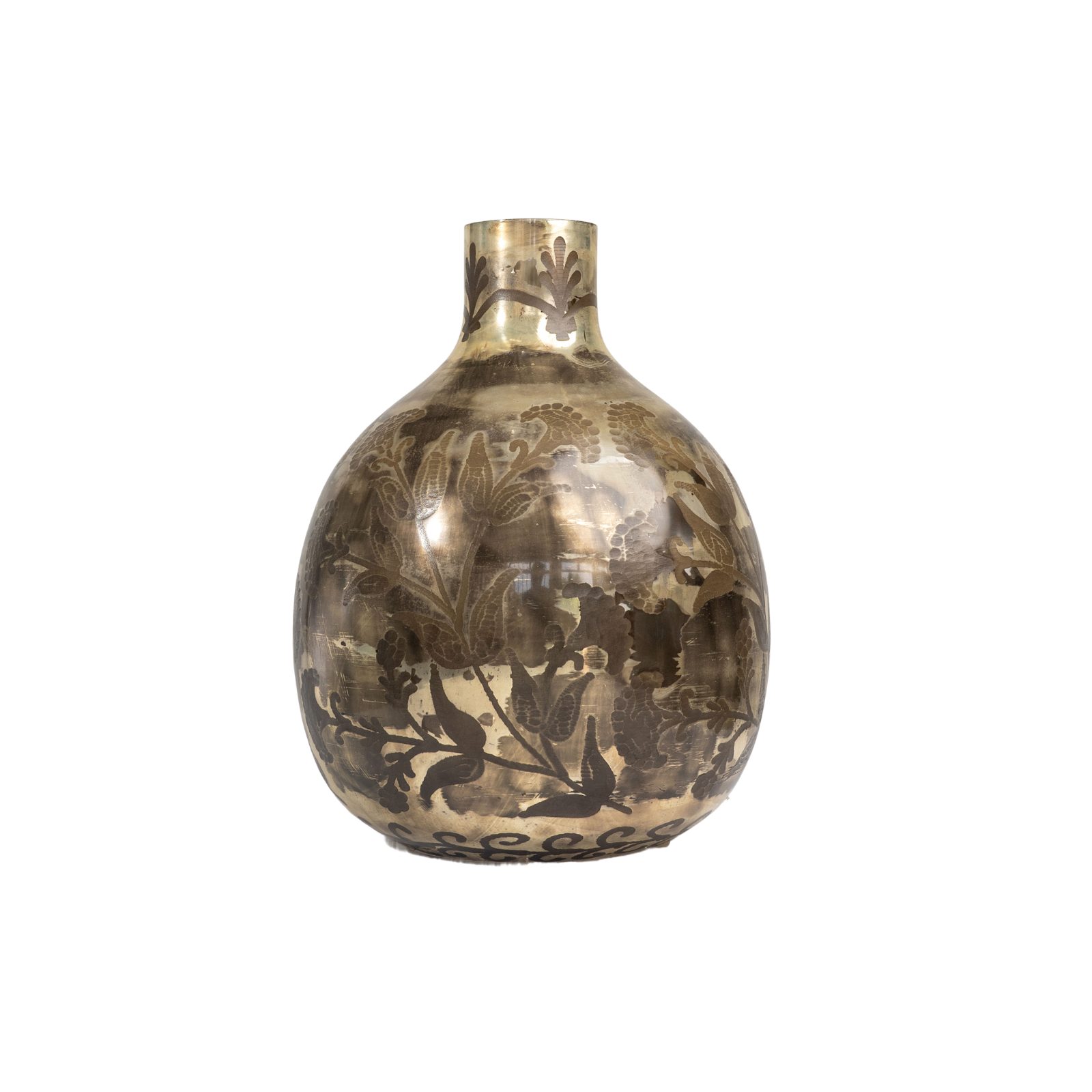Antique Brass Floral Bulb Vase