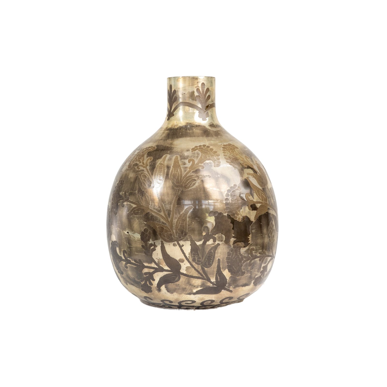 Antique Brass Floral Bulb Vase thumbnail 2