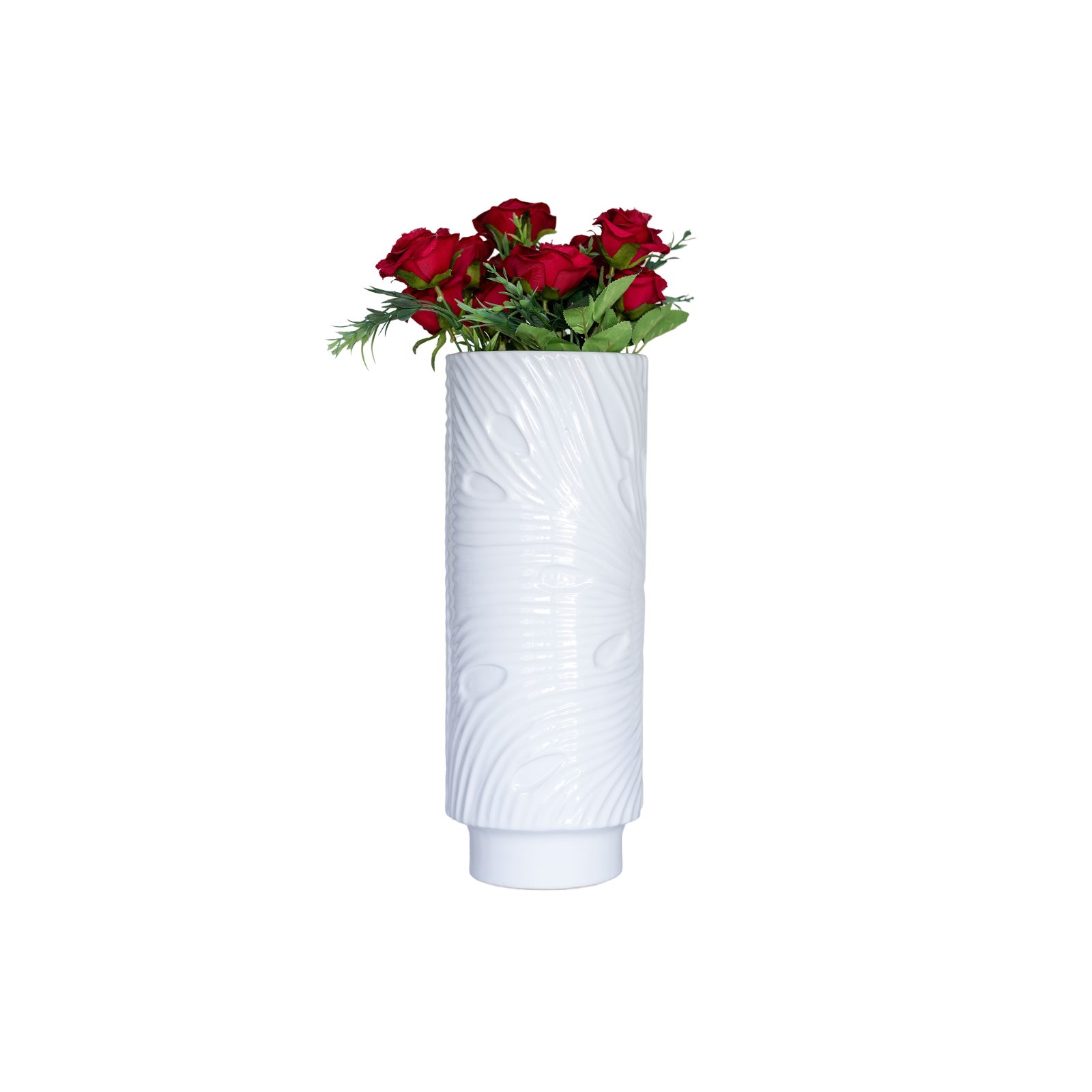 Organic Ripple Gloss White Cylinder Vase thumbnail 2