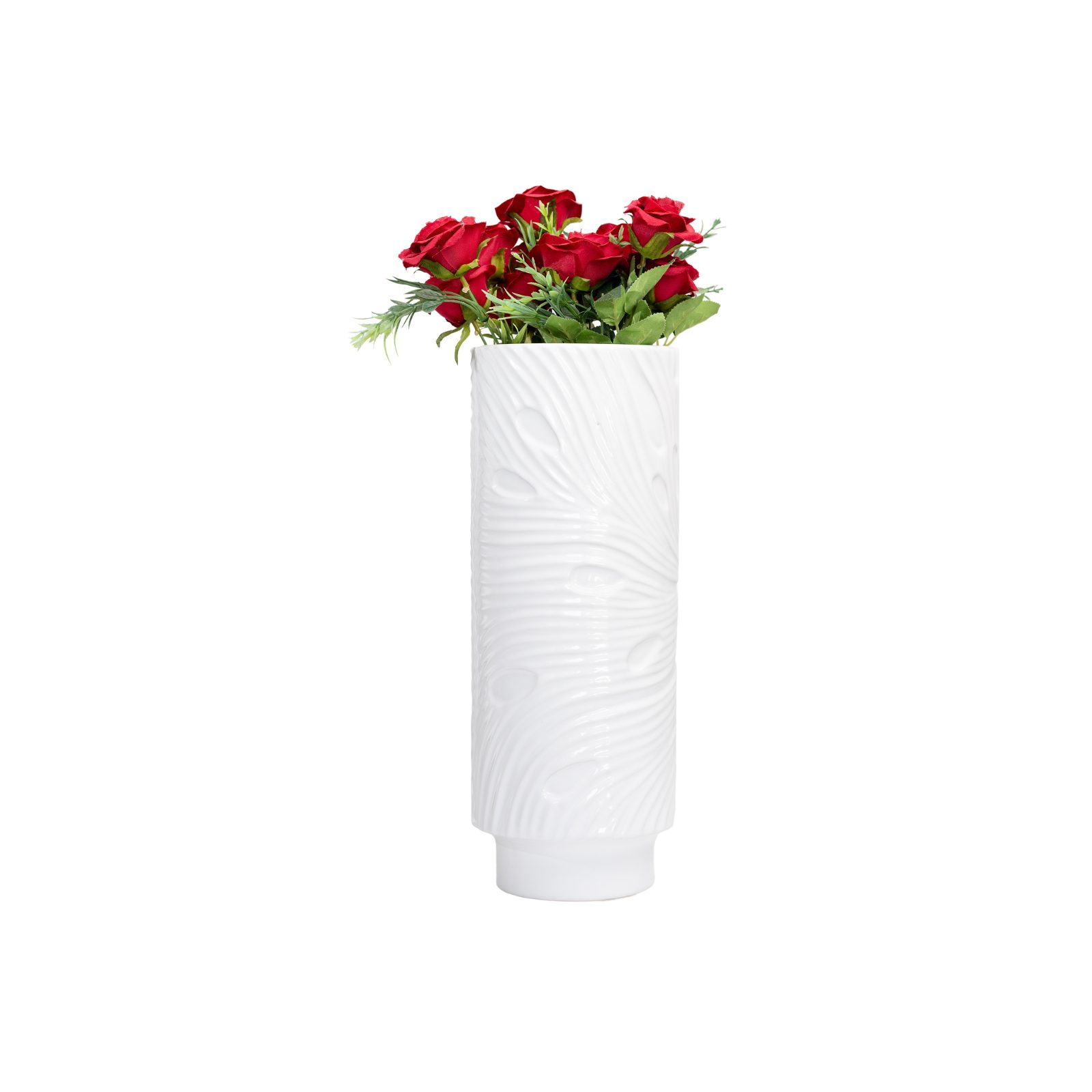 Organic Ripple Gloss White Cylinder Vase