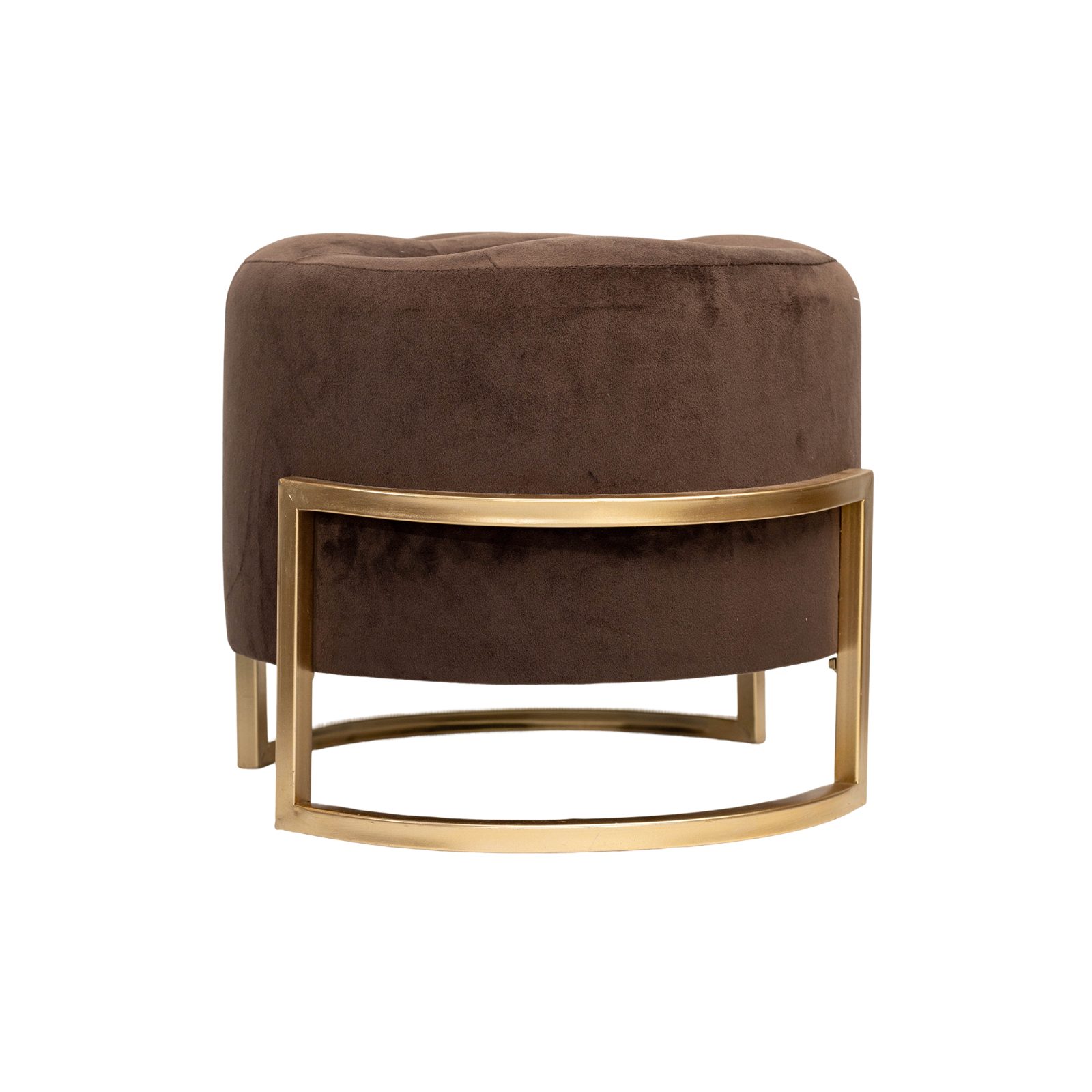 Luxe Espresso Velvet Ottoman with Gold Architectural Base