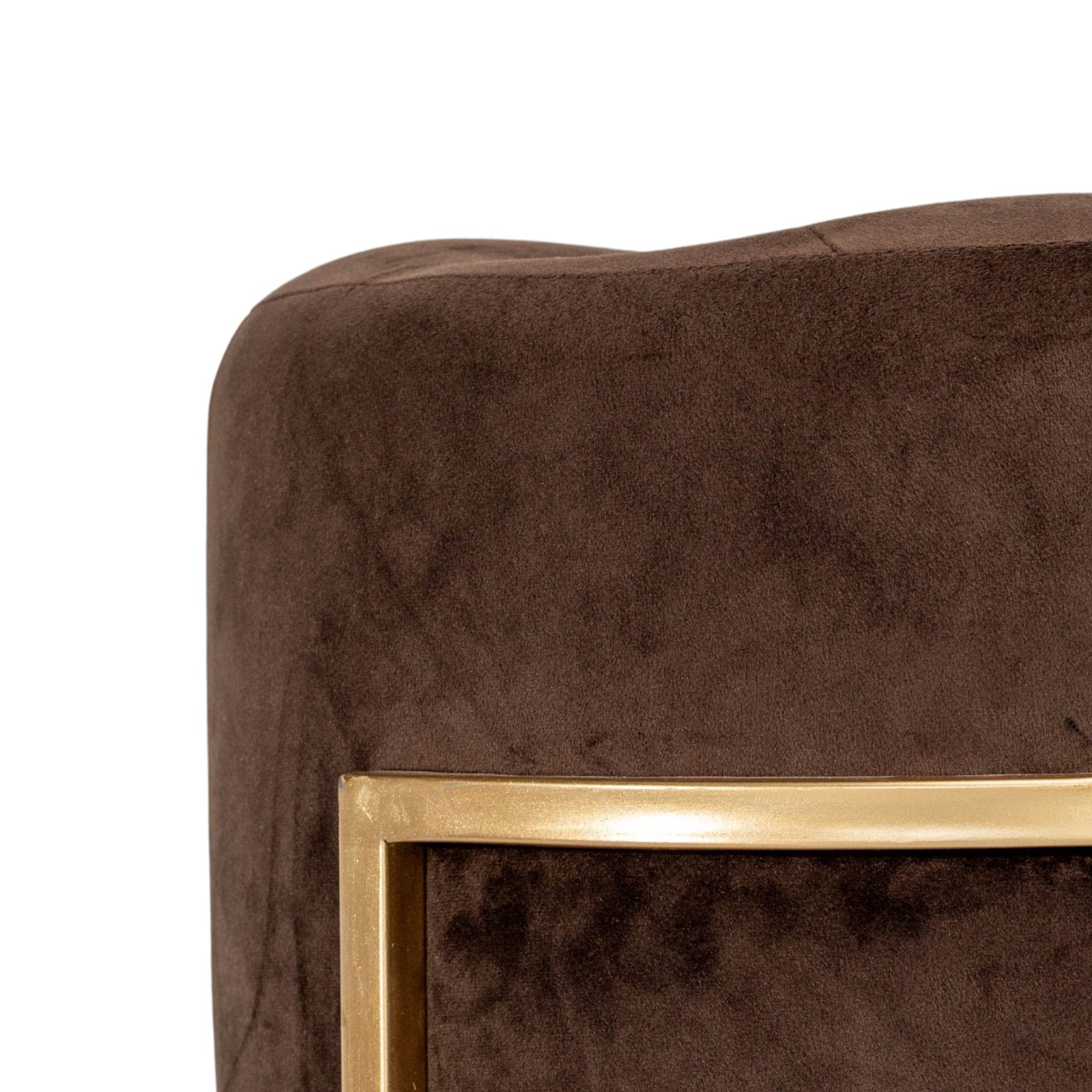 Luxe Espresso Velvet Ottoman with Gold Architectural Base thumbnail 3