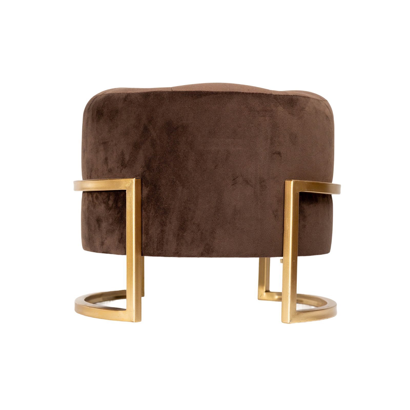 Luxe Espresso Velvet Ottoman with Gold Architectural Base thumbnail 2
