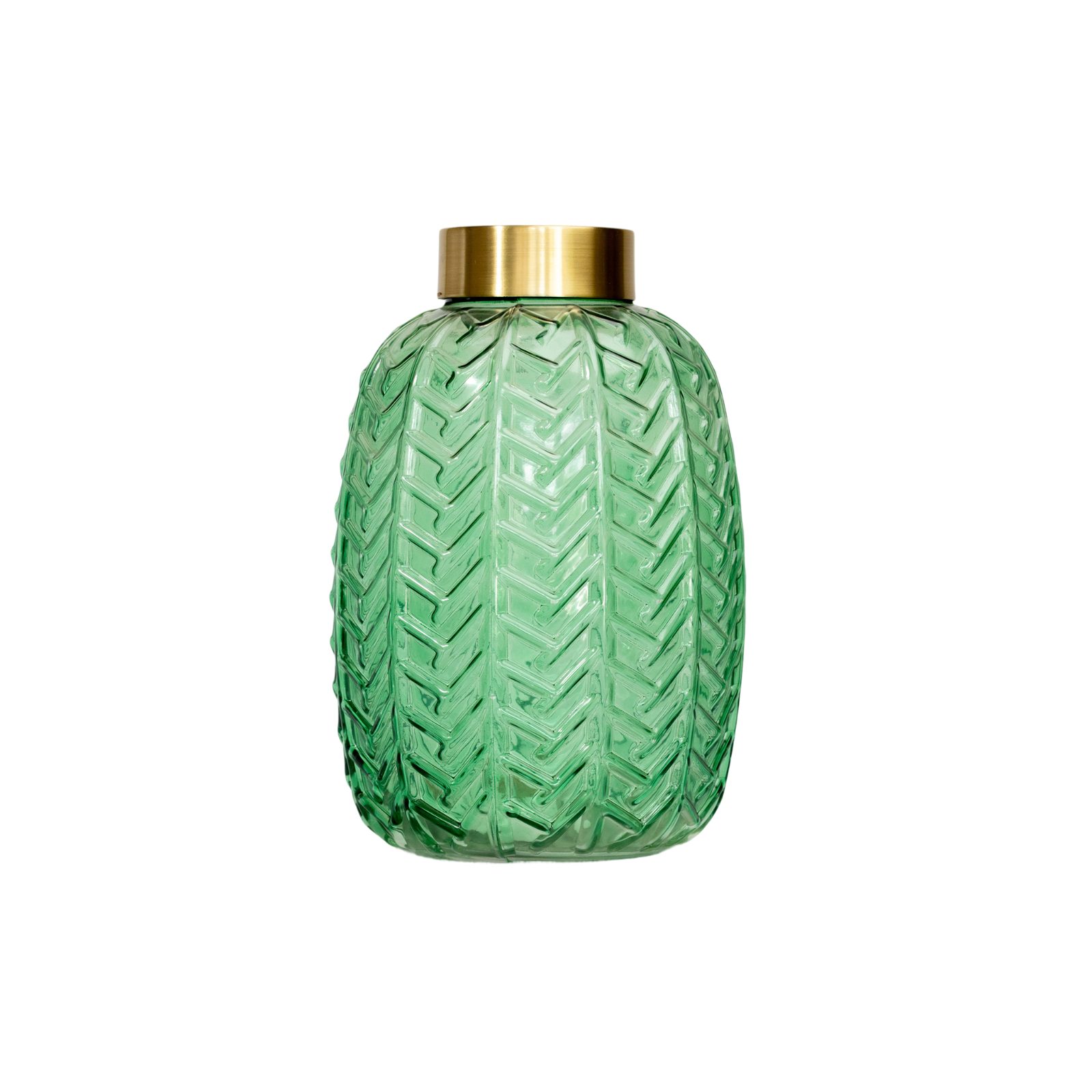 Emerald Chevron Glass Jar Vase thumbnail 3