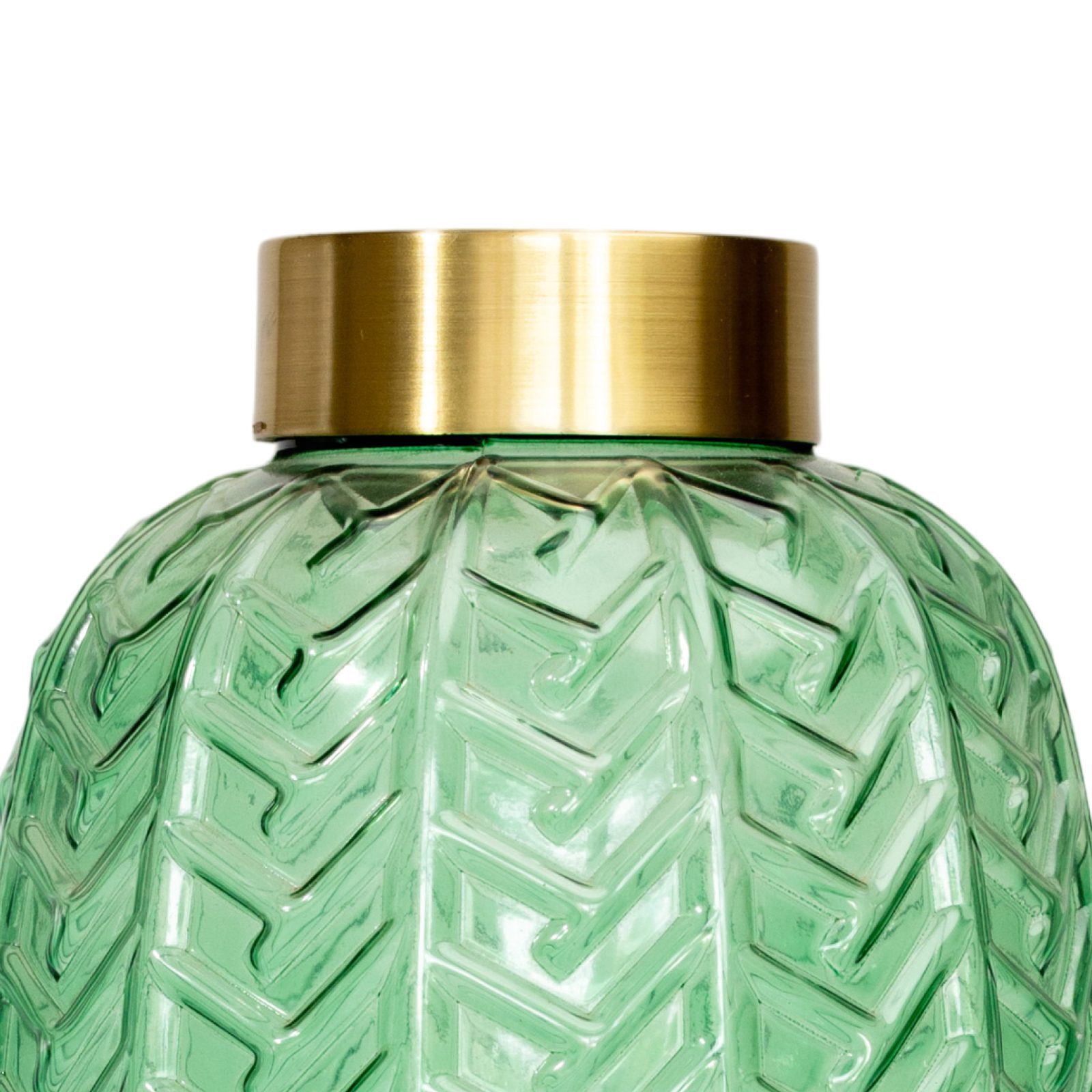 Emerald Chevron Glass Jar Vase thumbnail 2