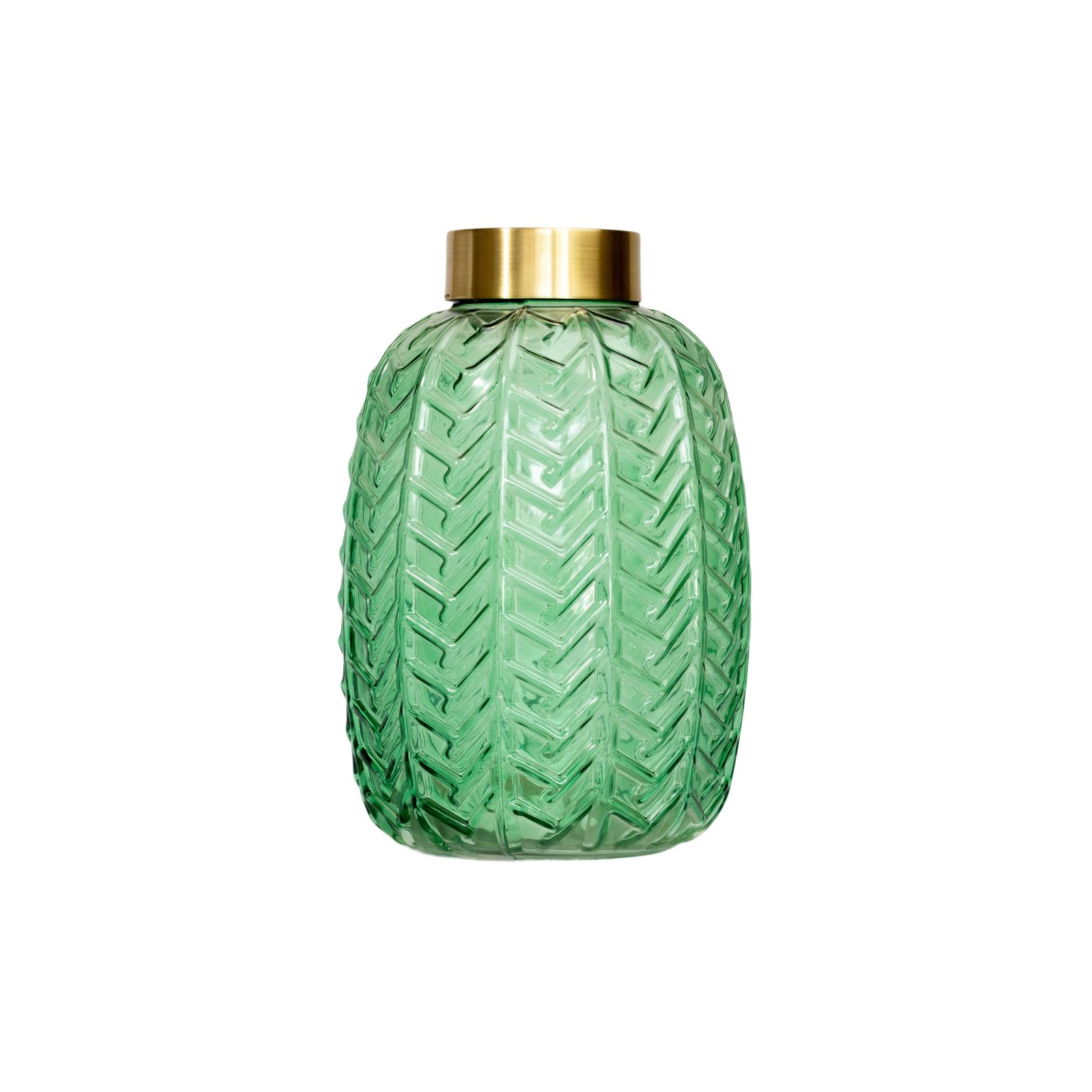 Emerald Chevron Glass Jar Vase
