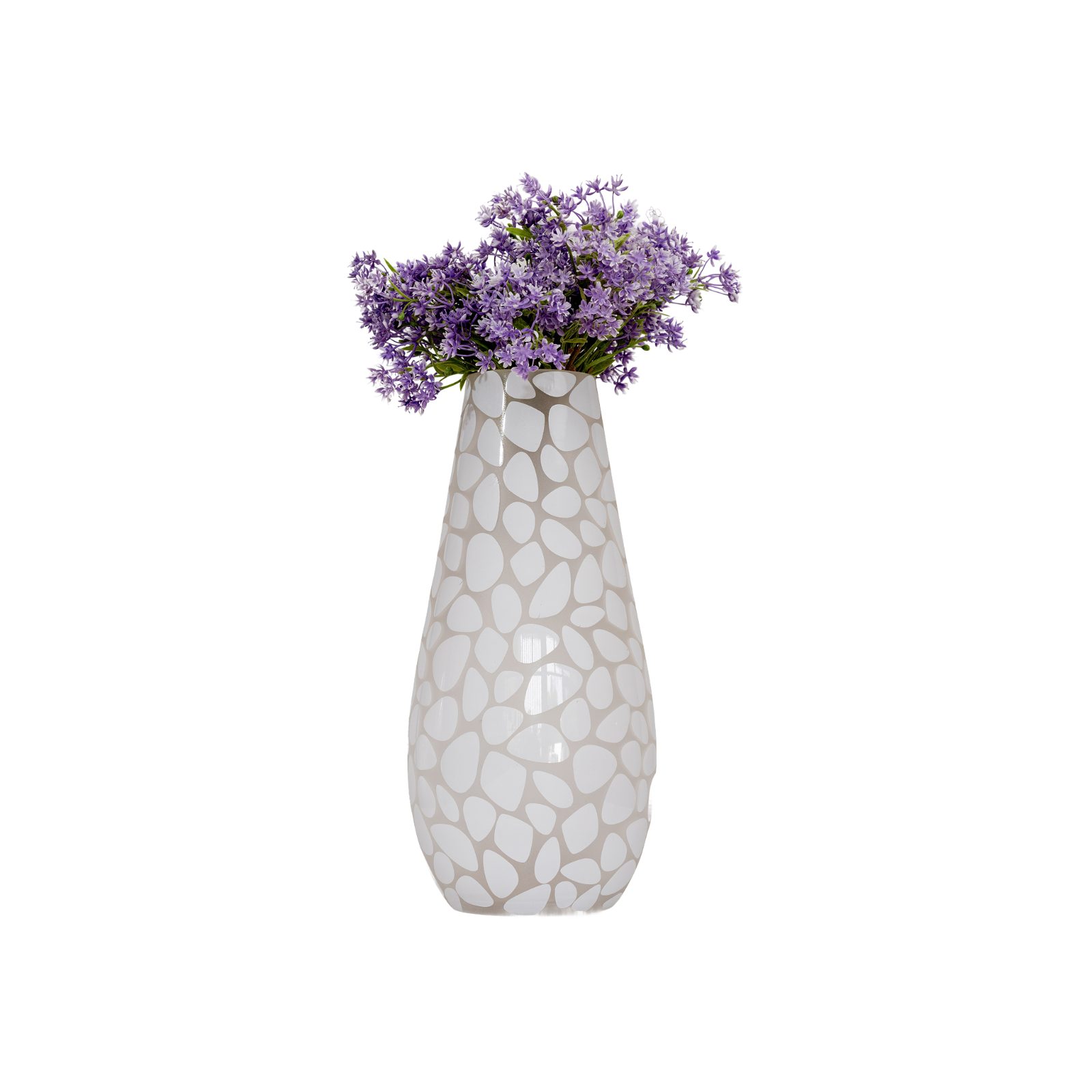 Giraffe-Patterned Tapered Ceramic Vase