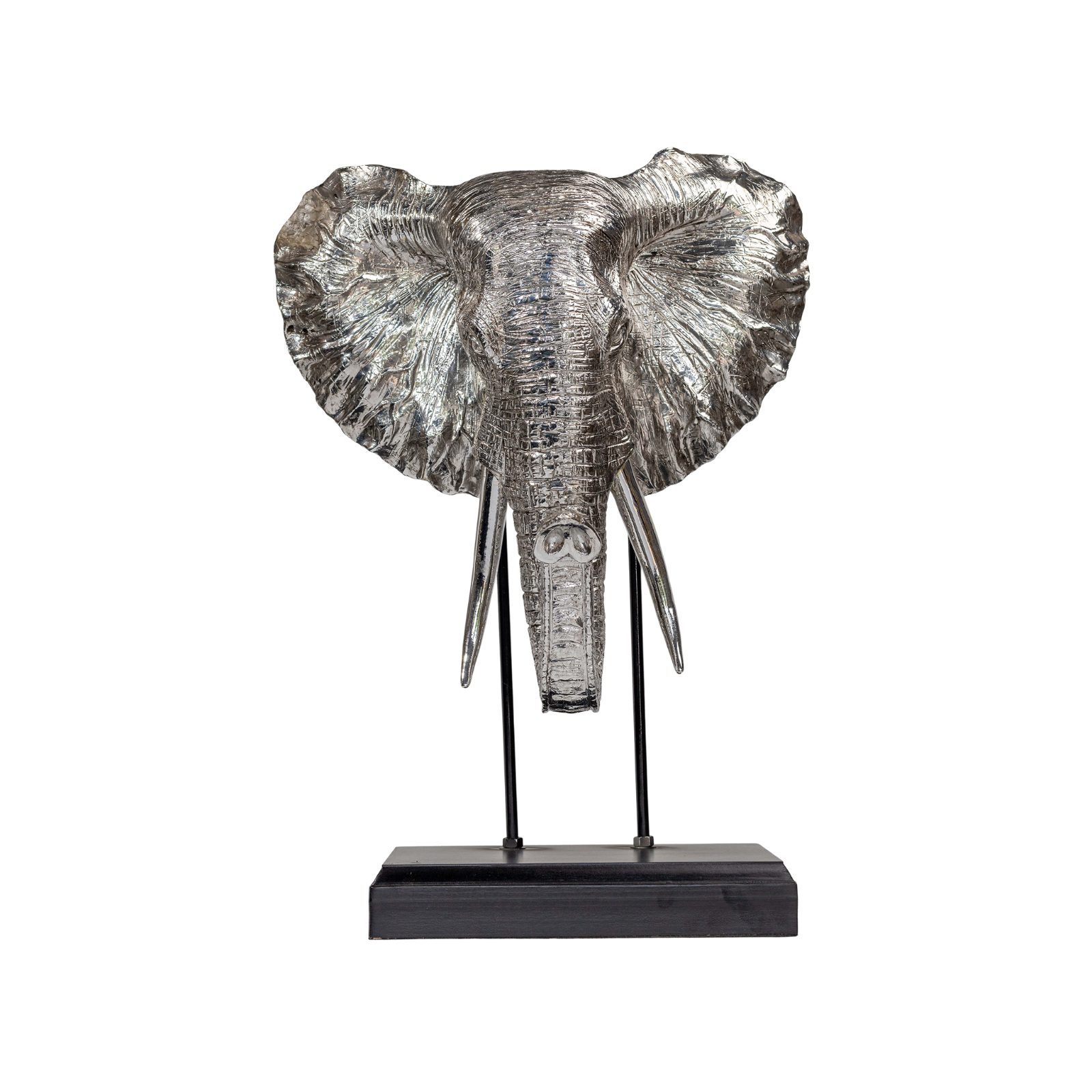Majestic Silver Elephant Bust on Pedestal