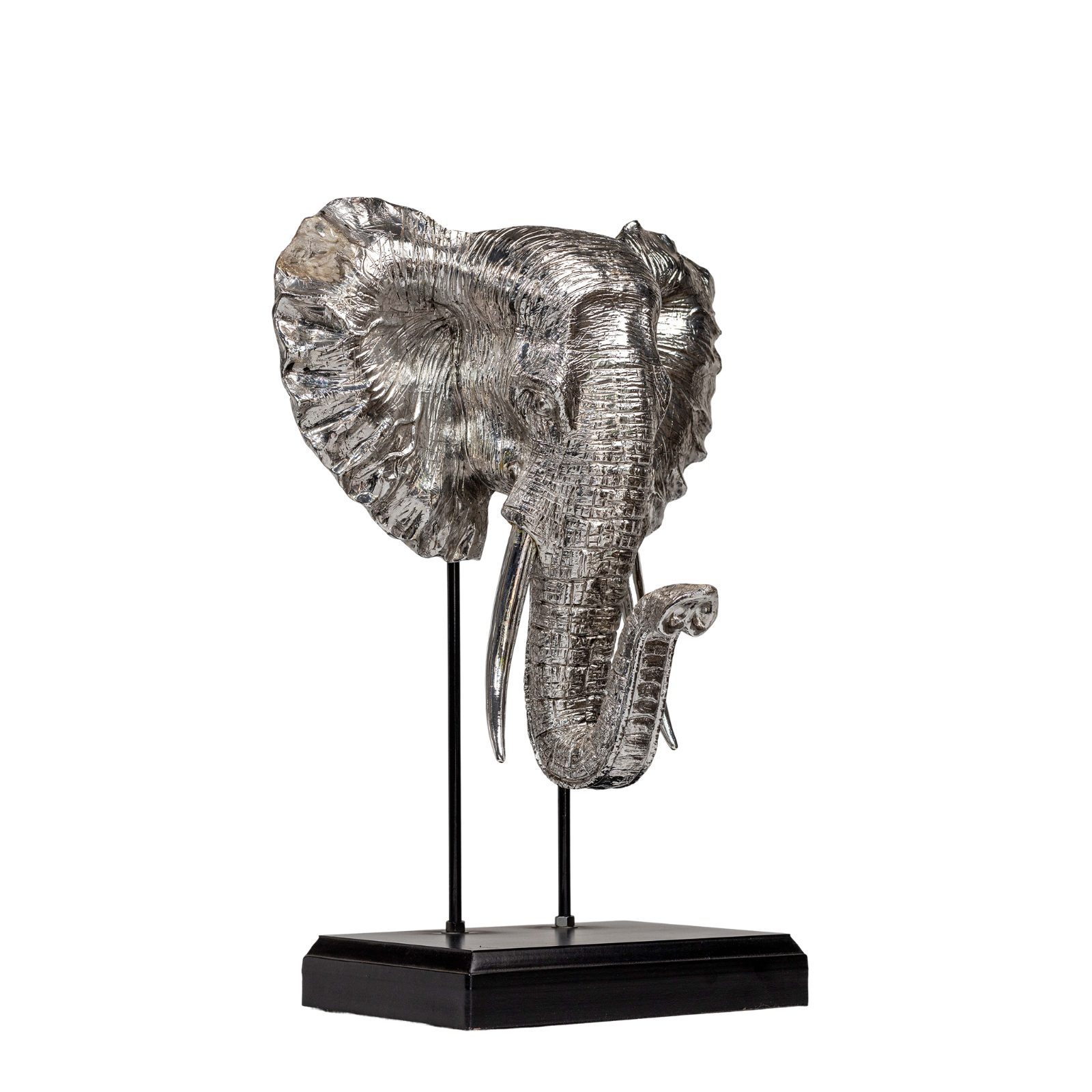 Majestic Silver Elephant Bust on Pedestal thumbnail 2