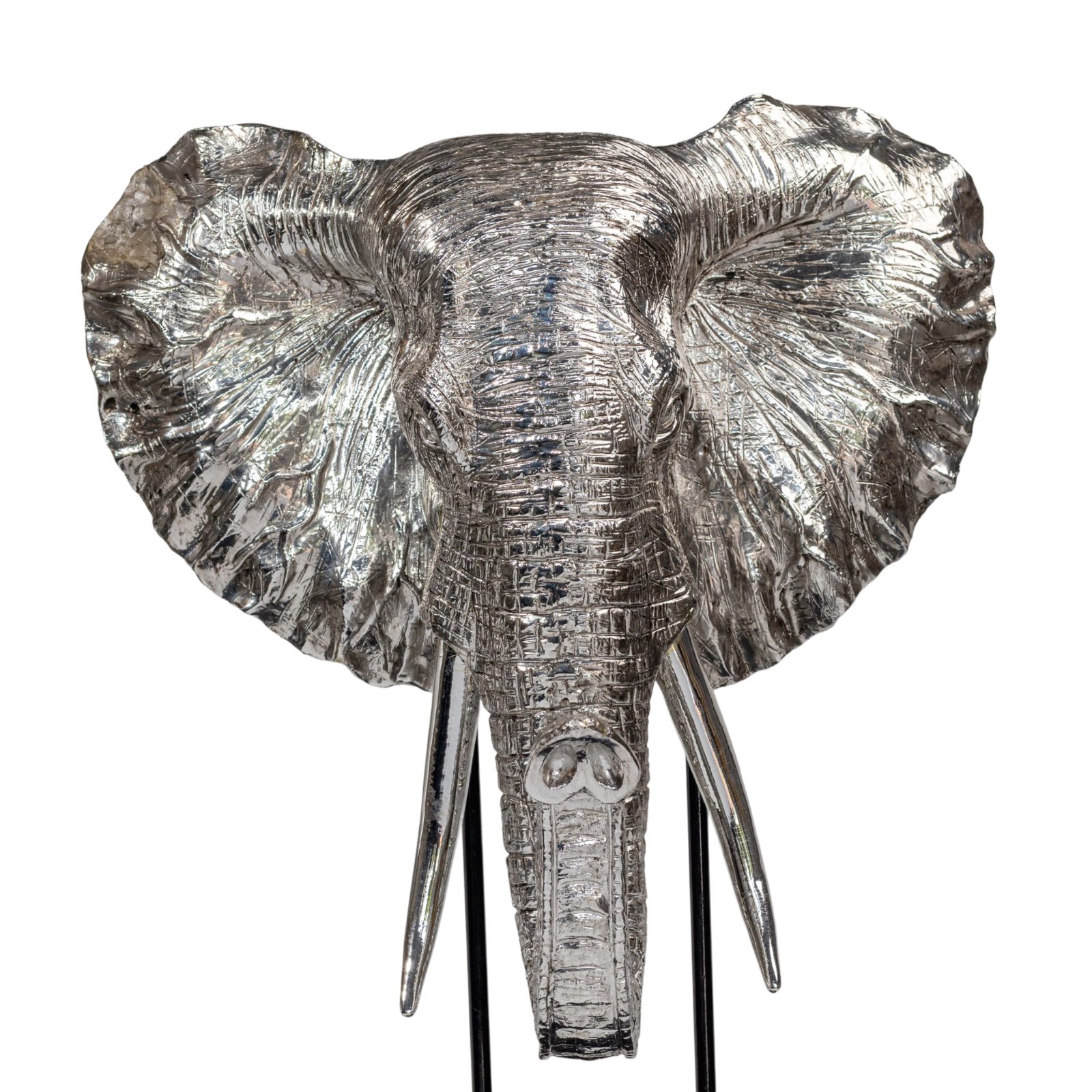Majestic Silver Elephant Bust on Pedestal thumbnail 3