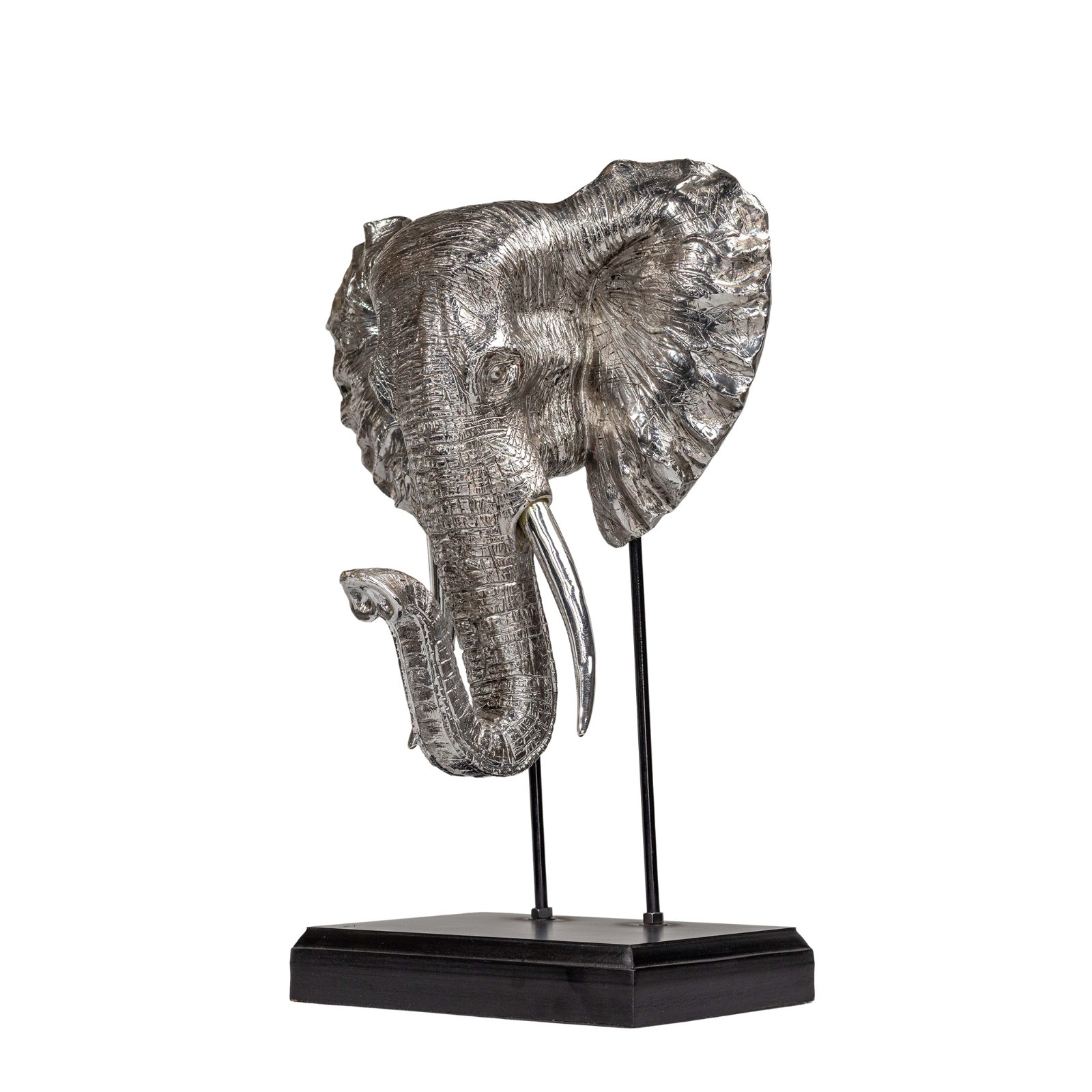 Majestic Silver Elephant Bust on Pedestal thumbnail 4