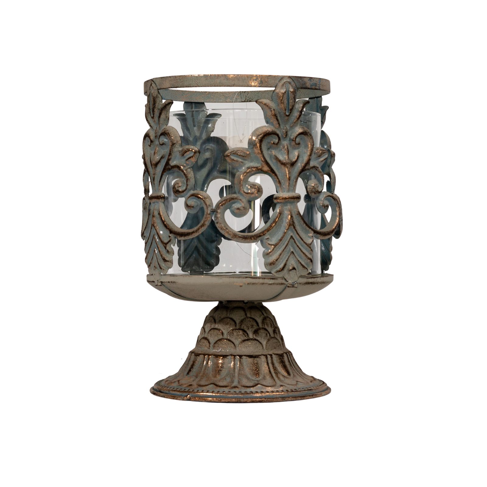 Vintage Fleur-de-Lis Hurricane Candle Holder