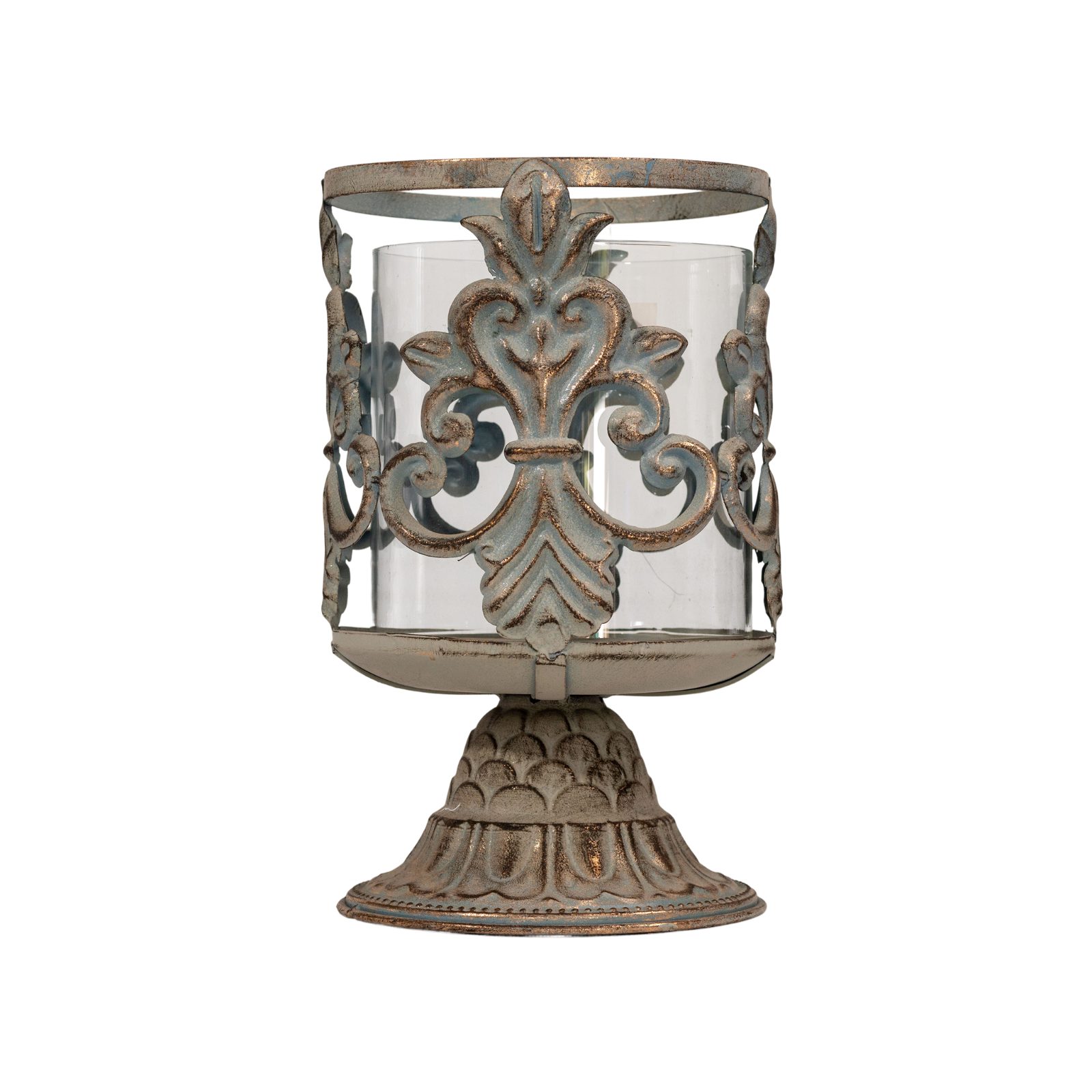 Vintage Fleur-de-Lis Hurricane Candle Holder thumbnail 4
