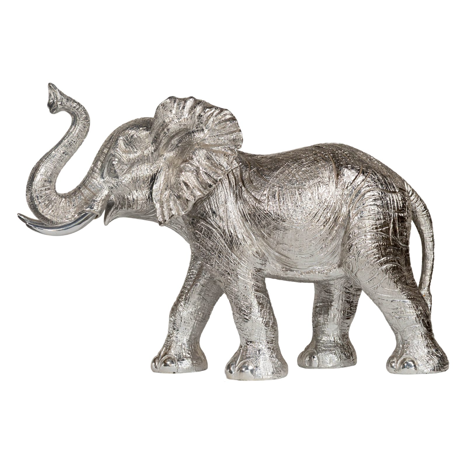 Silver Majestic African Elephant Sculpture