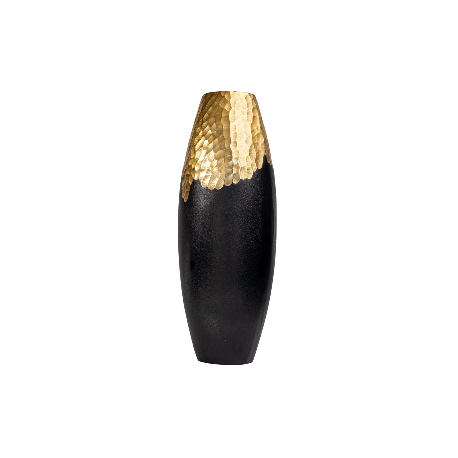 Onyx & Gilded Hammered Ovoid Vase