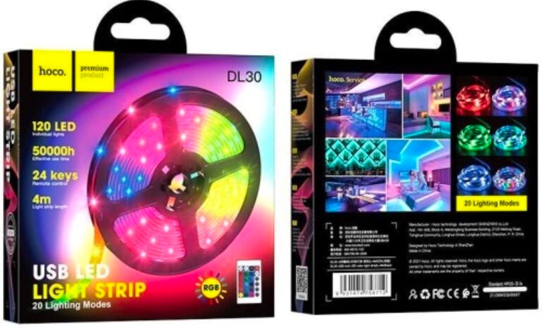 HOCO DL30 Plus RGB LED Strip Lights 2M – TV & Bedroom Lighting thumbnail 2