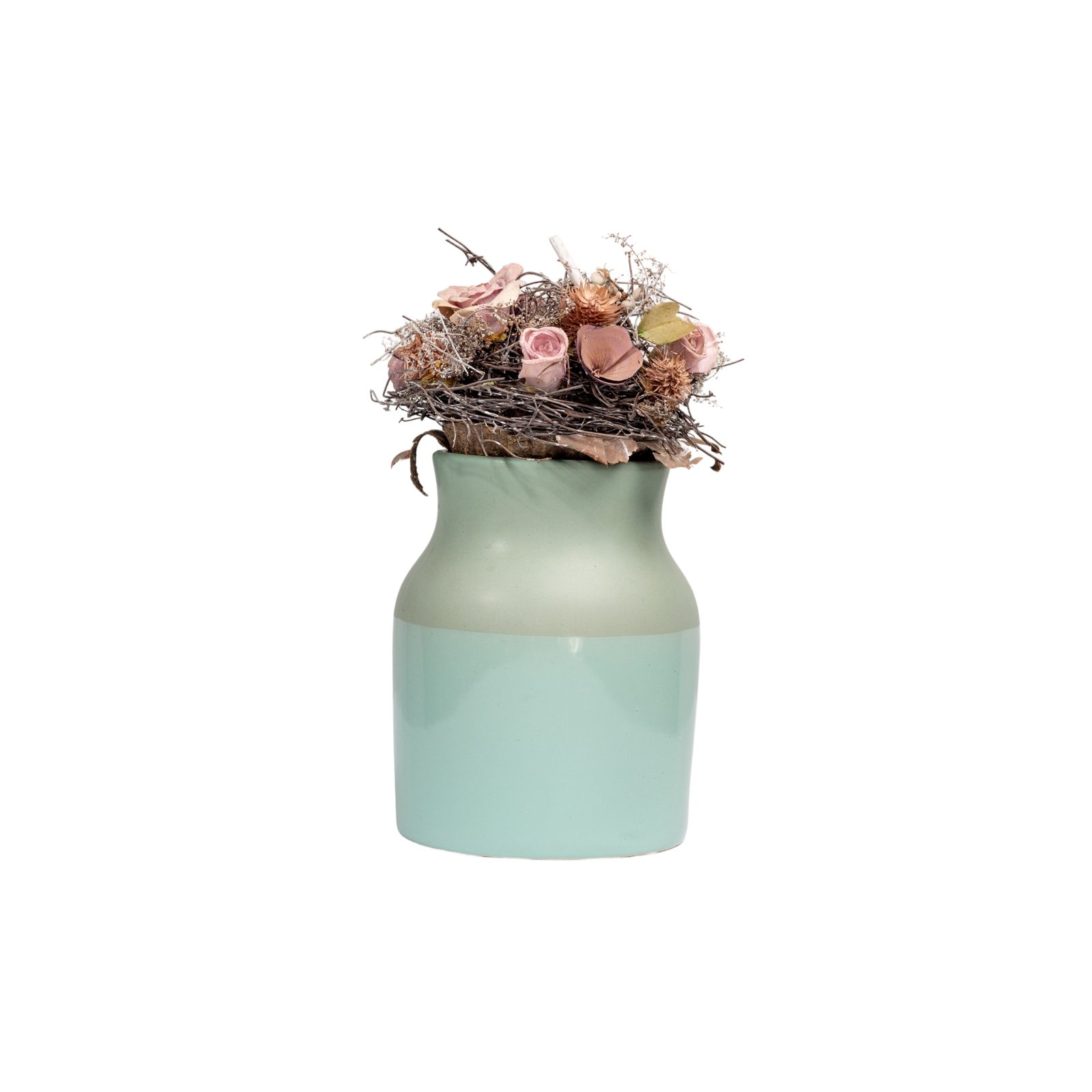 Two-Tone Sage & Mint Ceramic Bud Vase