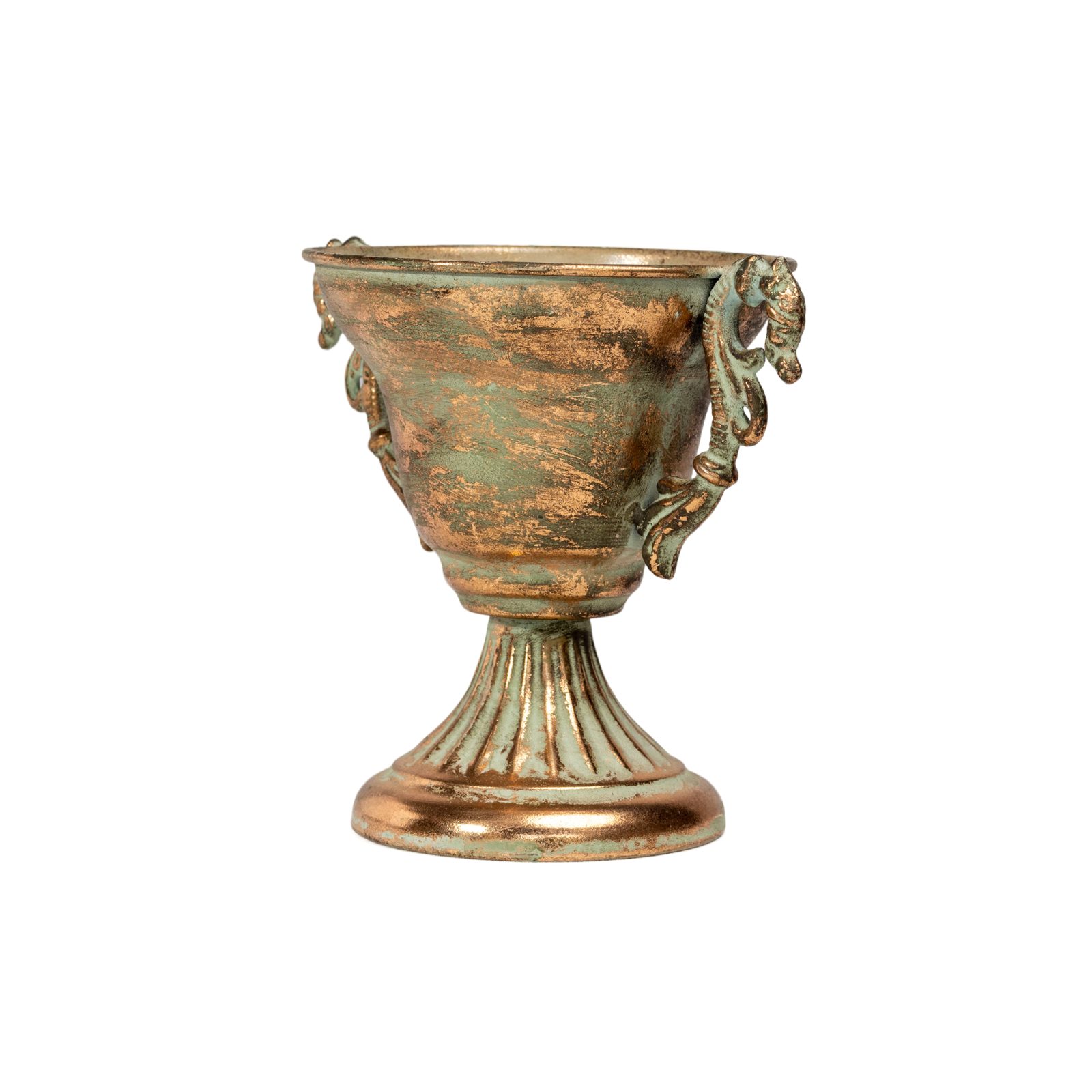 Antiqued Verdigris Seahorse Trophy Vase