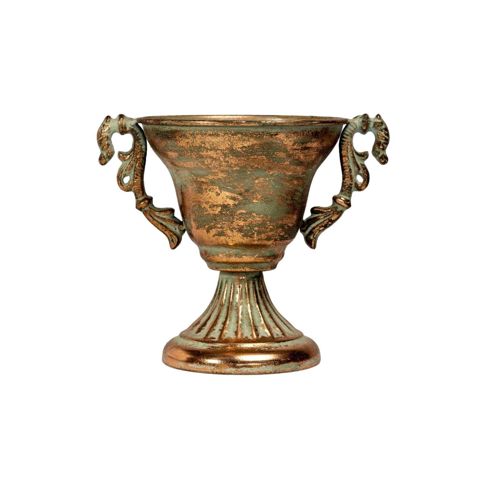 Antiqued Verdigris Seahorse Trophy Vase thumbnail 3