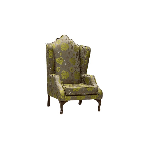 Chartreuse Floral High-Back Wingchair thumbnail 2