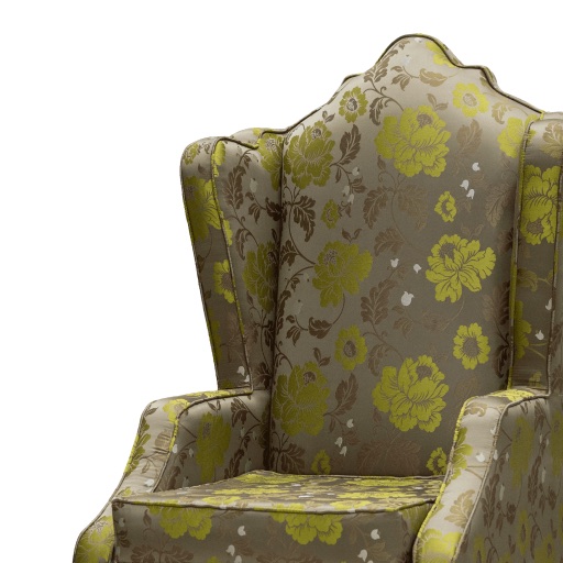 Chartreuse Floral High-Back Wingchair thumbnail 3