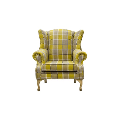 Citrine Plaid Wingback Armchair