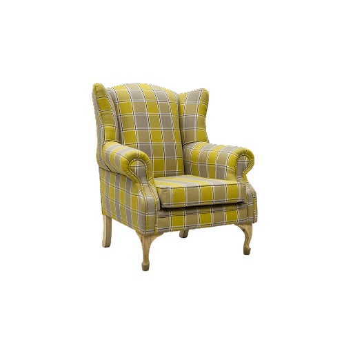 Citrine Plaid Wingback Armchair thumbnail 2