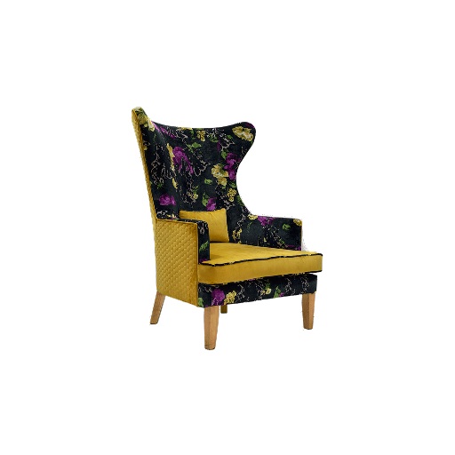 Midnight Bloom Velvet Wingback Chair thumbnail 2