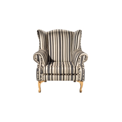 Onyx & Ivory Striped Wingback Armchair