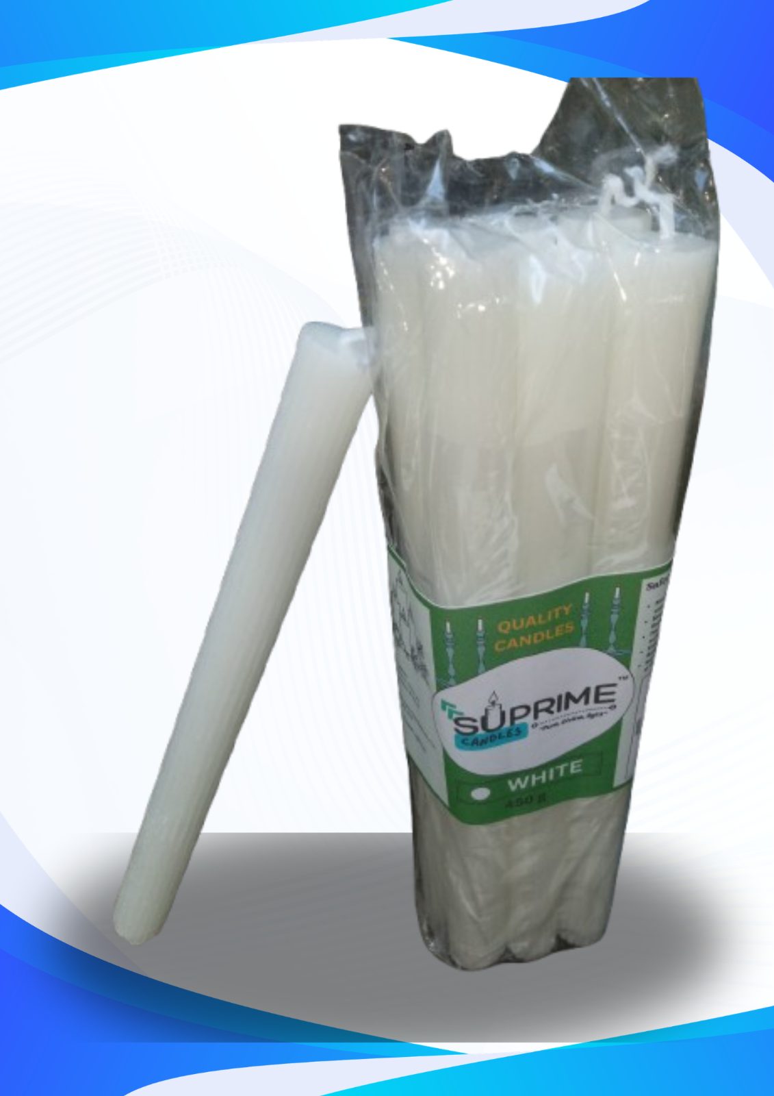 Households Suprime Quality Candles WHITE 450g