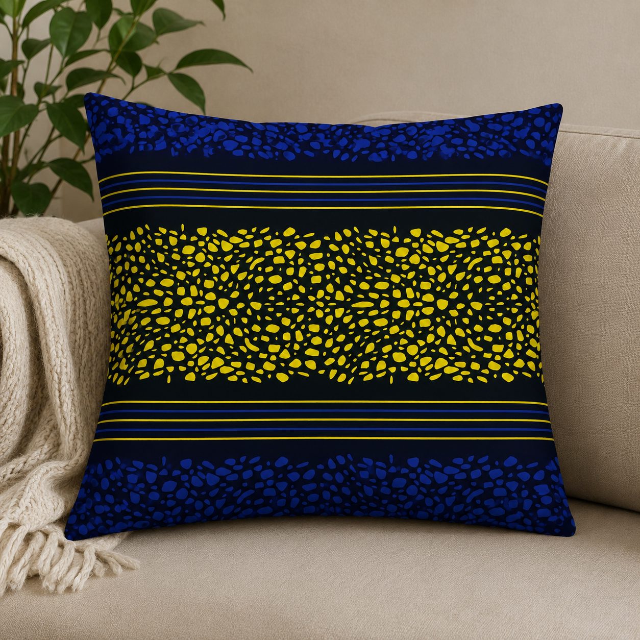 Handmade African Print Cushion Cover Set (3 Covers) | Premium Decorative Throw Pillow Covers | 16x16inch thumbnail 2