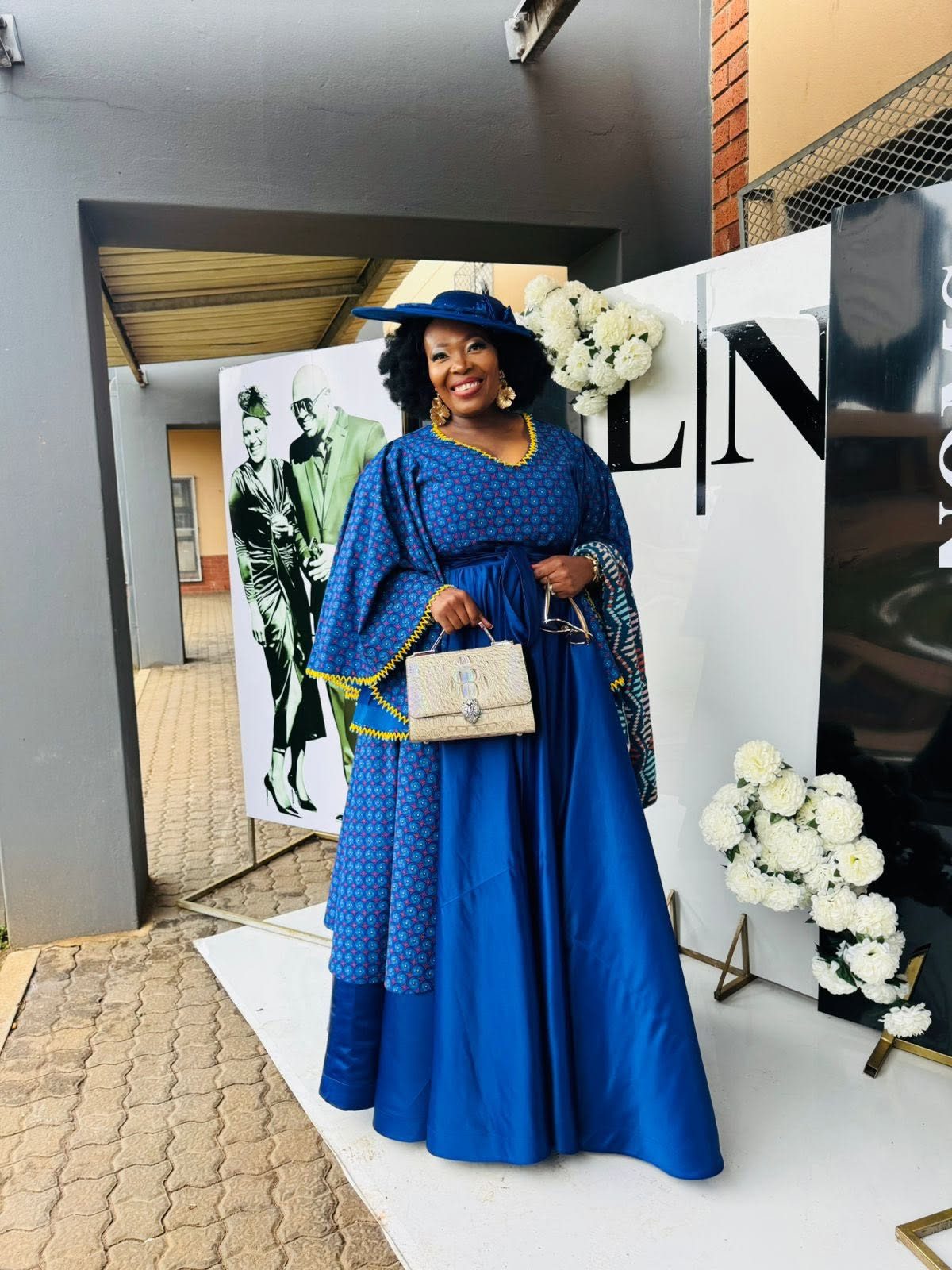 Royal Blue Traditional Cape Gown with Matching Hat