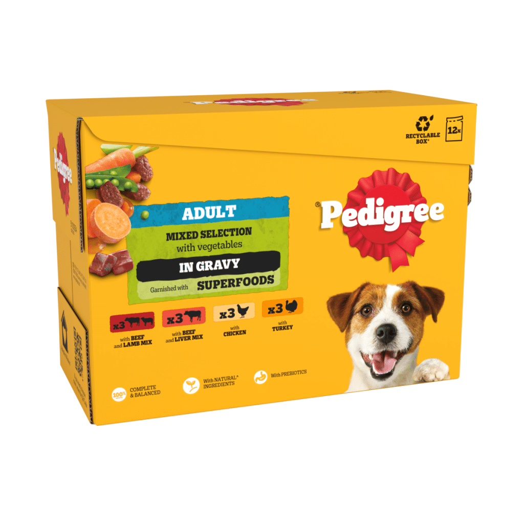 Pedigree Adult Wet Dog Food Gravy Pouches 4x100g Multipack