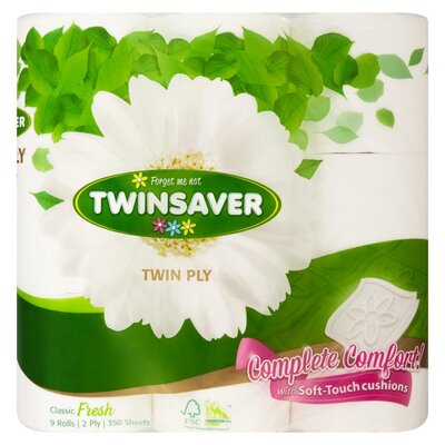 Twinsaver 2-Ply White Soft Toilet Paper 9-Pack